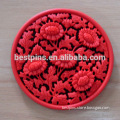 3D Embossed Chinese National Flower Red Drink Coaster Mat